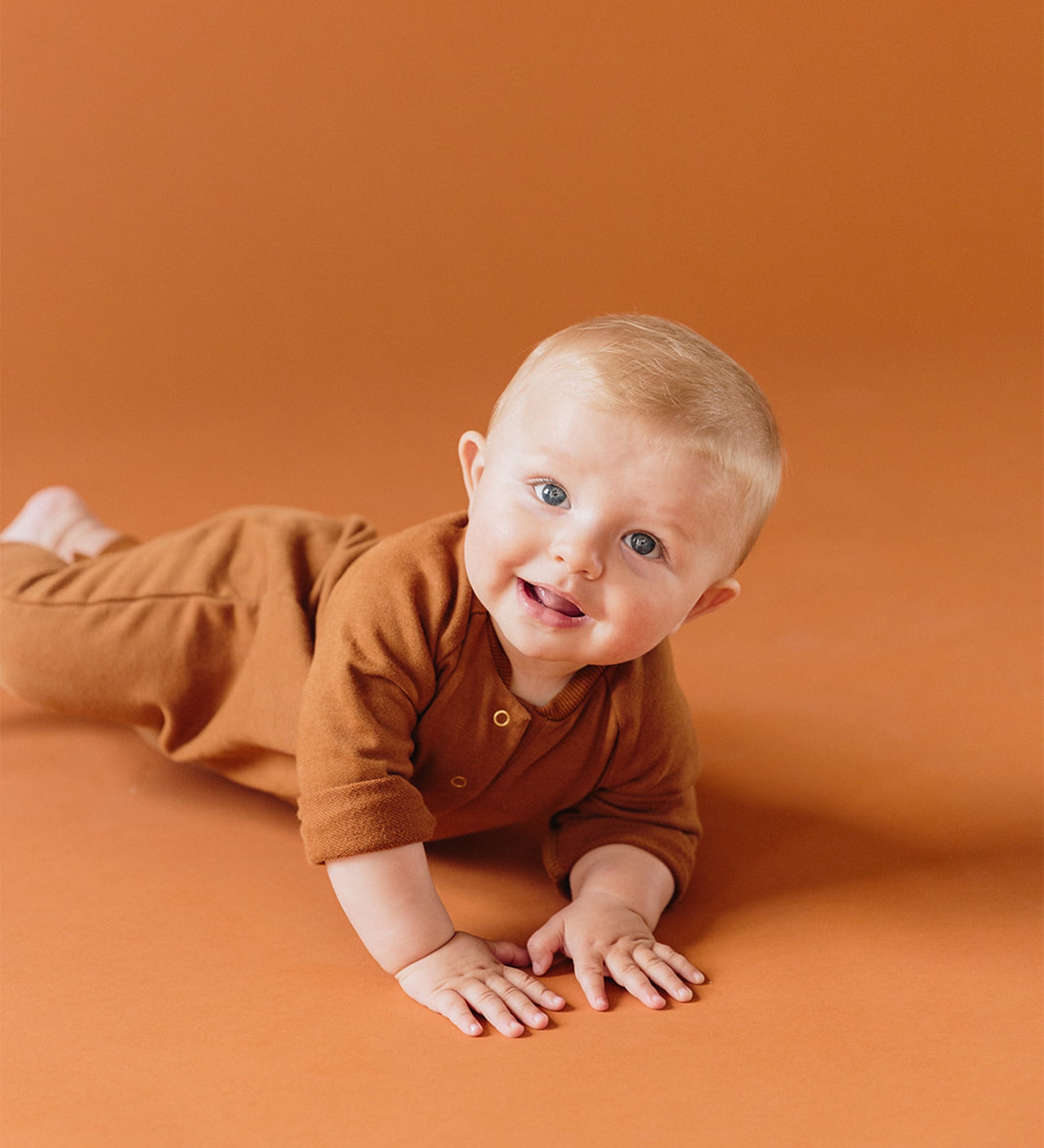 Baby Terry Cloth Long Sleeve Checkered Romper (3-24m) - Sage Green